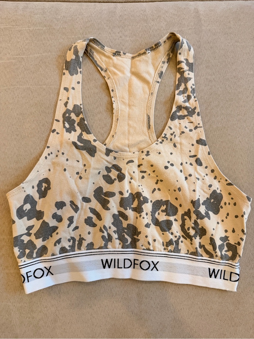 Wildfox Cream & Gray Leopard Racerback Bralette